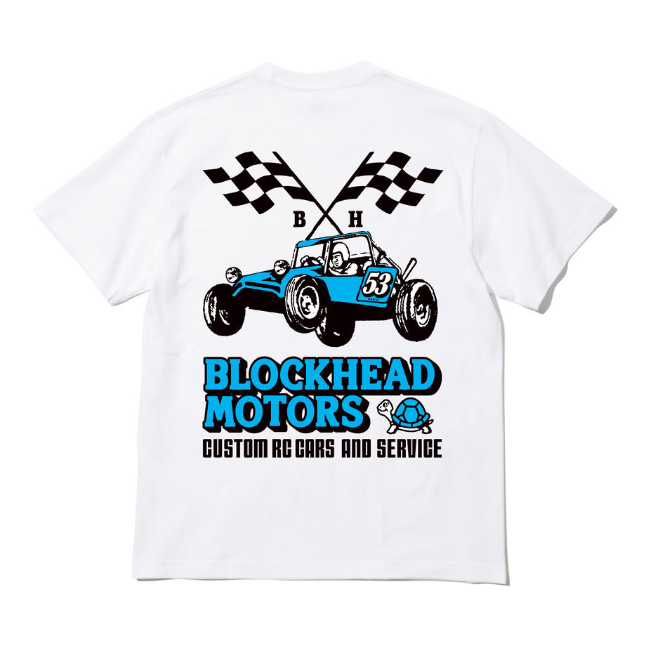 Block Head Racing Buggy. White/Blue